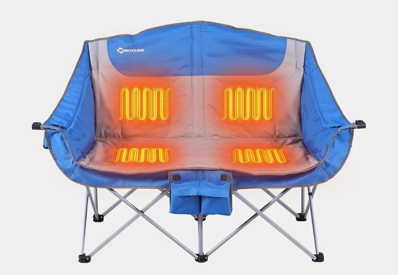 Double Camping Chair, Foldable, with Heating and 16000mah Battery