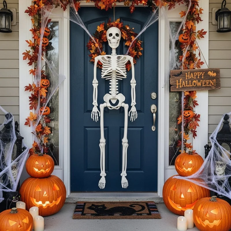 Life-Size Halloween Decorative Skeleton with Movable Joints for Home