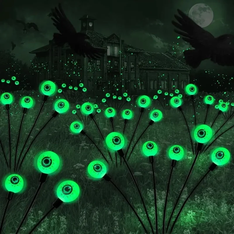 Halloween Solar Garden Lamps, Glowing Eye Spheres for Garden Decoration, Outdoor Lights