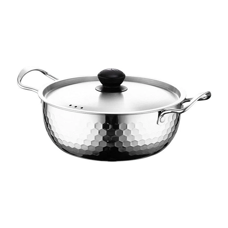 Geklopte rvs kookpot met deksel en handgrepen