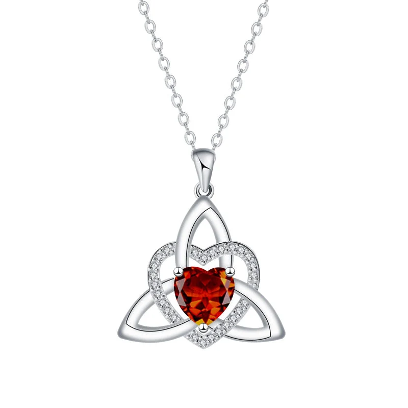 Keltische knoop hart ketting met geboortesteen
