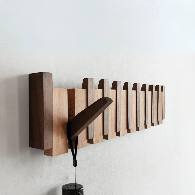 Wandkapstok met intrekbare haken – Massief hout van 31 tot 75 cm breed