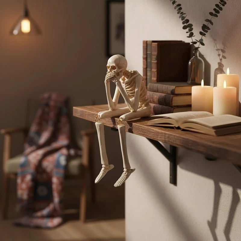 Halloween Decorative Skeleton Figurine with Dangling Legs for a Party Skeleton Figurine