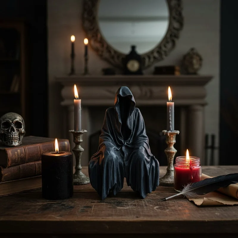 Halloween Decoration Figurine, Grim Reaper for a Shelf with a Matte Finish