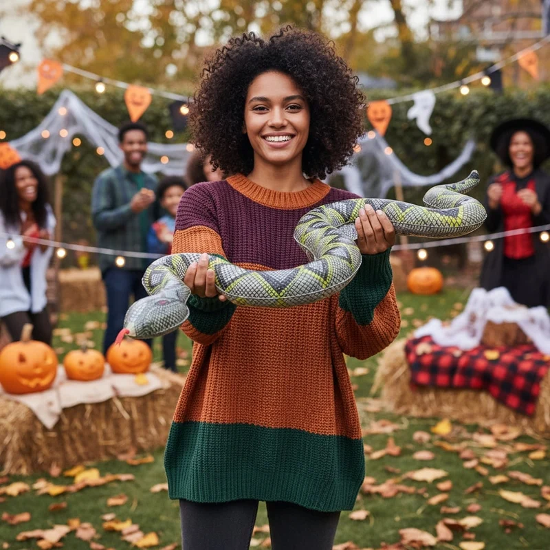 Halloween Inflatable Garden Snake Decoration, Scary Prop for a Haunted House