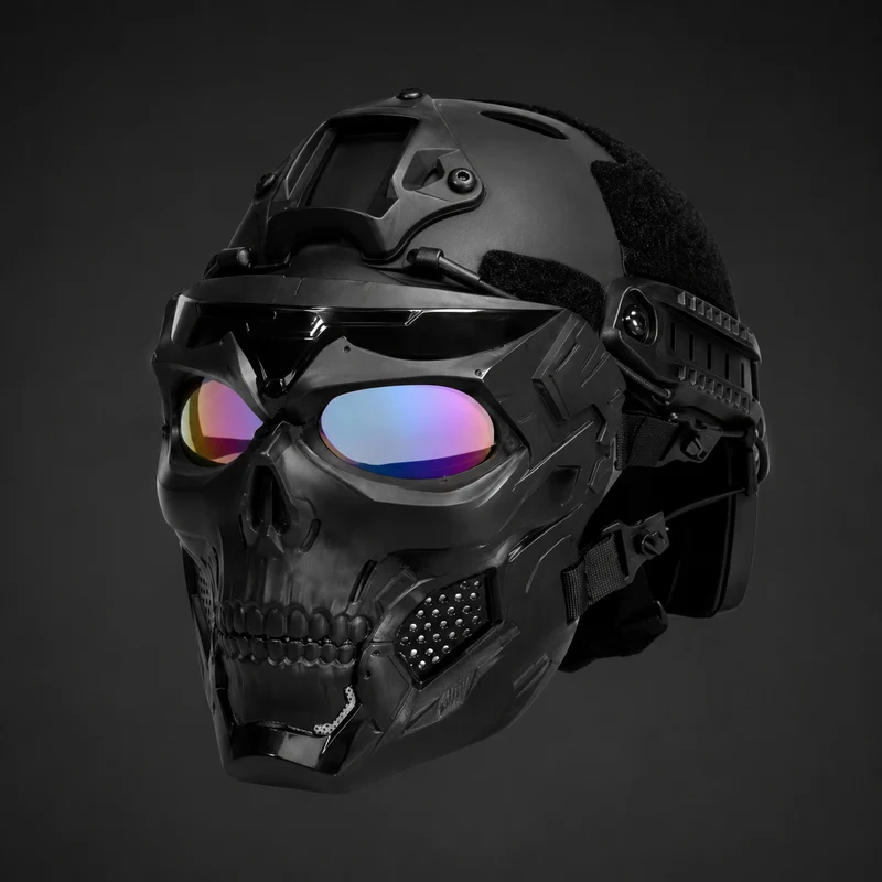Halloween Tactical Skull Mask with Protective Goggles for a Protective Party