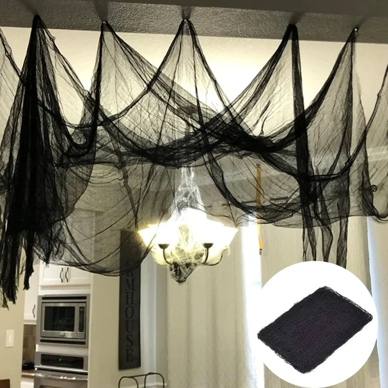Halloween Black Spider Web Gauze Decoration for Home and Garden