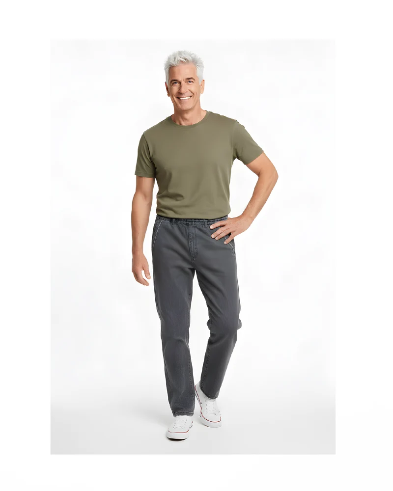 Heren Jeans met elastiekeband Donker Antraciet