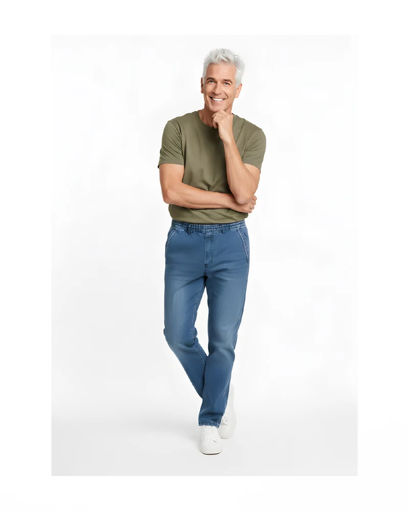Heren Jeans met elastiekeband Jeans Blauw