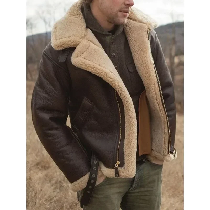 Sherpa gevoerde leren aviator winterjas voor heren