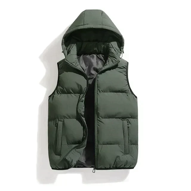 Gewatteerde bodywarmer met capuchon en zakken