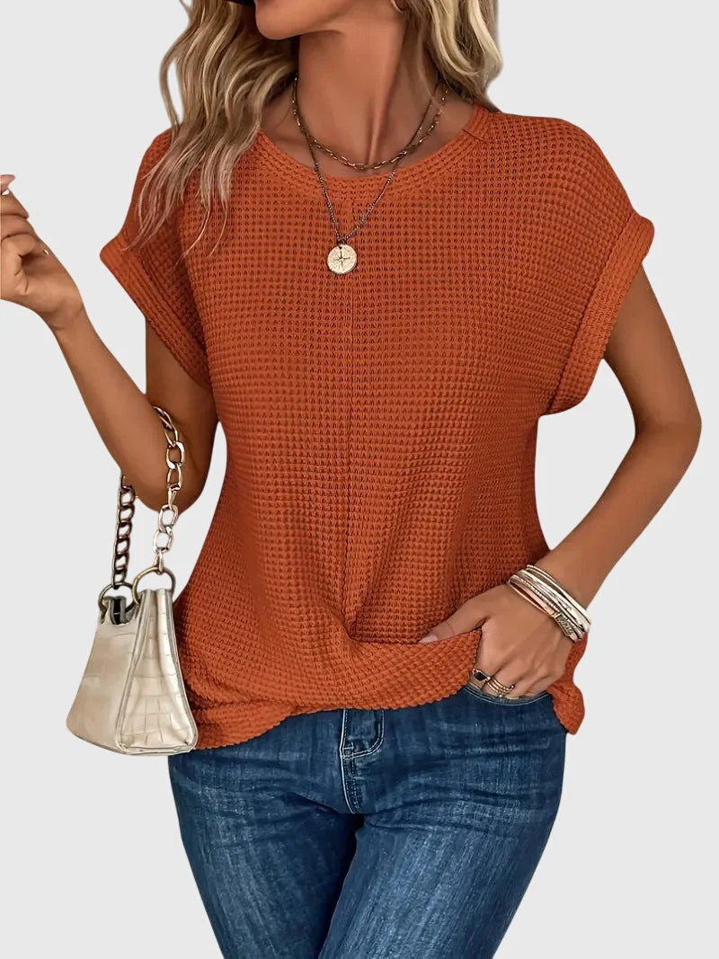Dames blouse met structuur en korte mouwen
