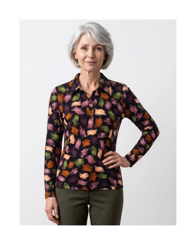 Marinello Poloshirt Terra Zwart Oudroze