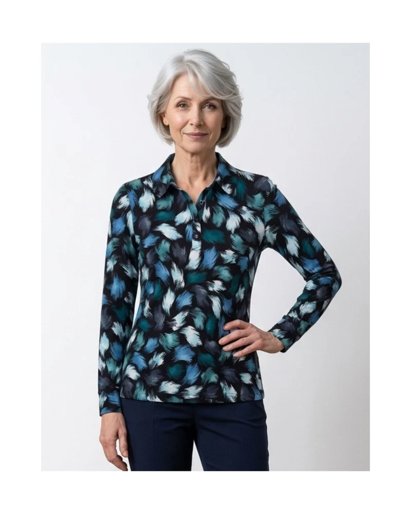 Marinello Poloshirt Blauw Petrol Zwart