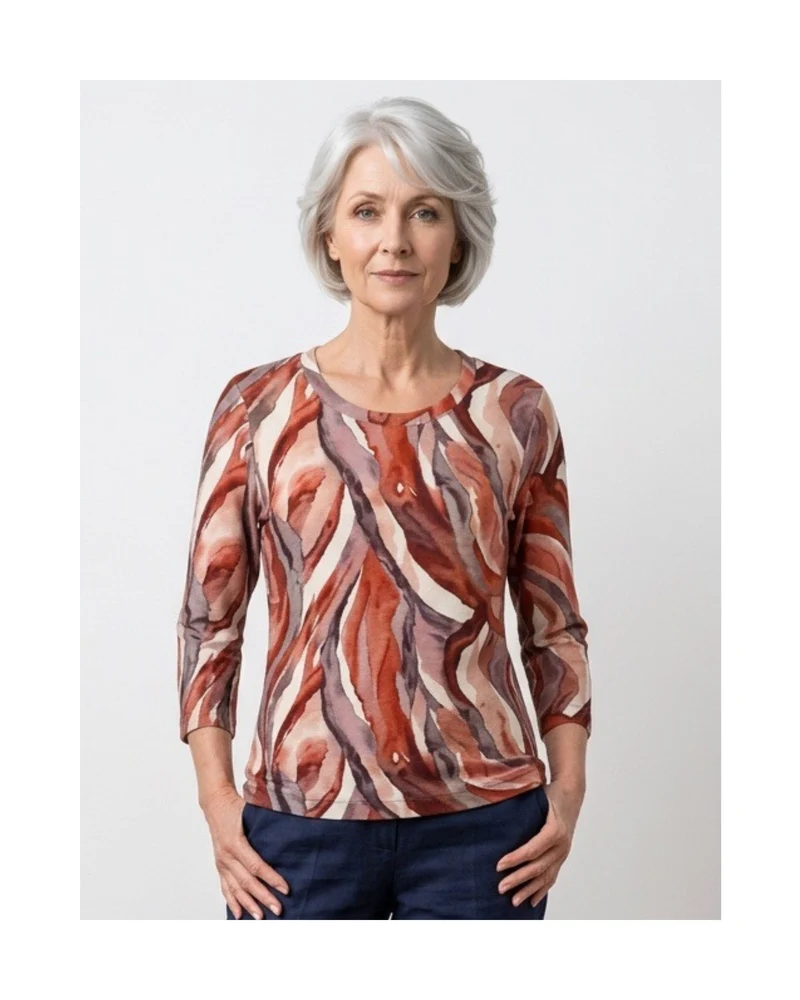 Marinello Ribshirt met 3/4 Mouw Terra