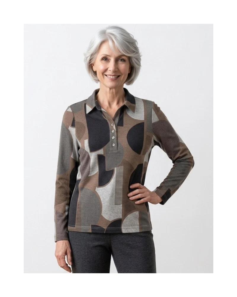 Sensia Poloshirt Camouflage Taupe Grijs
