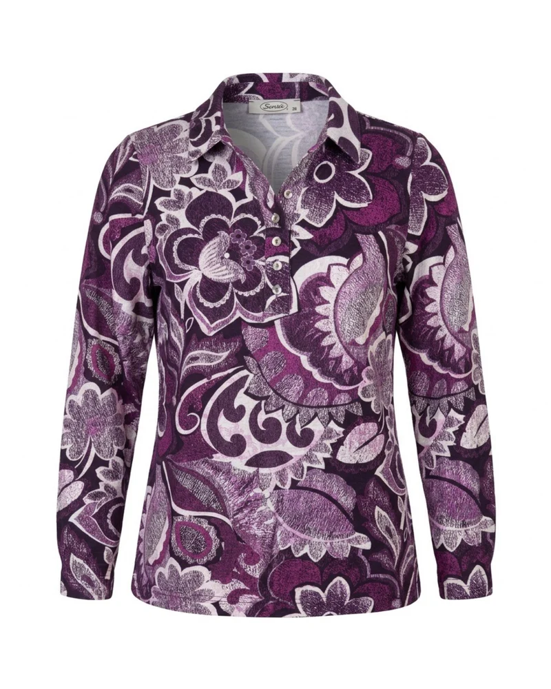 Sensia Poloshirt Dames Bloemen Burgundy
