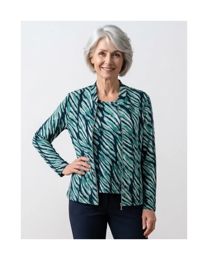 Sensia Twinset Emerald groen - Donkerblauw Met Rits
