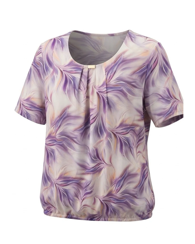 Dames Blouson shirt met subtiele siergesp Lila Wit