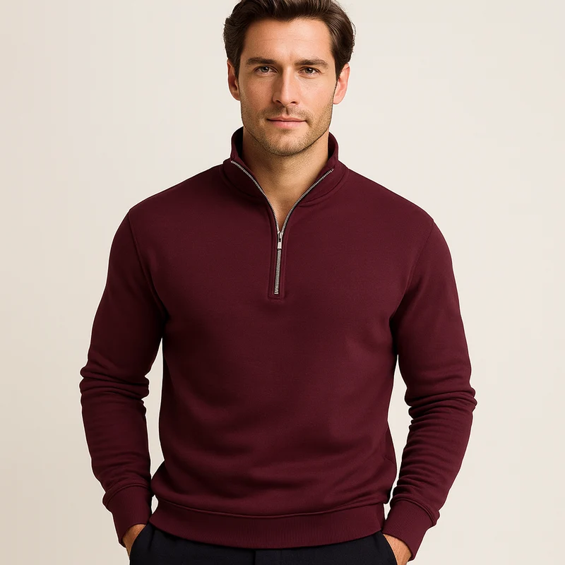 Heren half-zip trui van polyester, aansluitende pasvorm