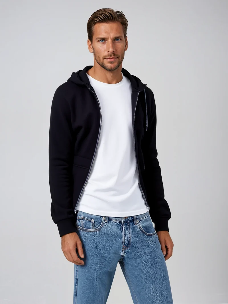 Heren hoodie met bontvoering en zakken