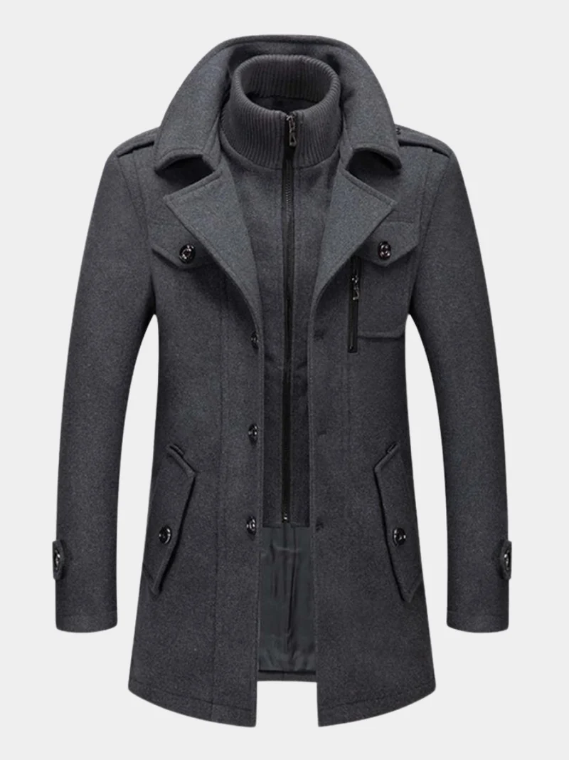 Lange herenjas met knoopsluiting voor herfst en winter