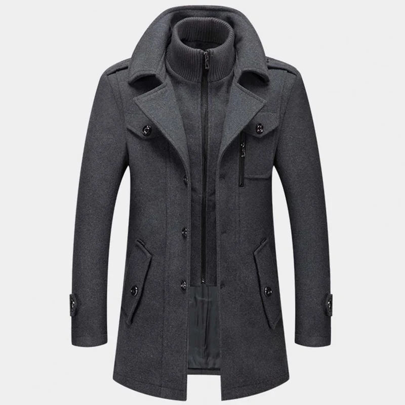 Lange herenjas met knoopsluiting voor herfst en winter