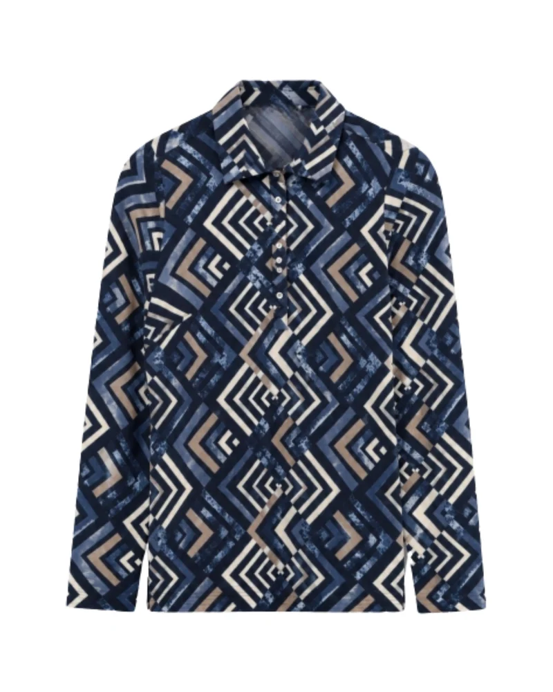 Sensia Fleece Poloshirt Vlak Marine Taupe