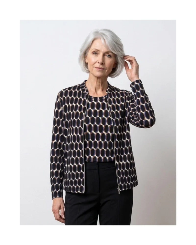 Sensia Twinset Ovaaltjes Zwart Bruin