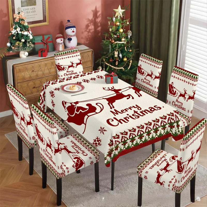 Feestelijk kersttafelkleed met klassieke print
