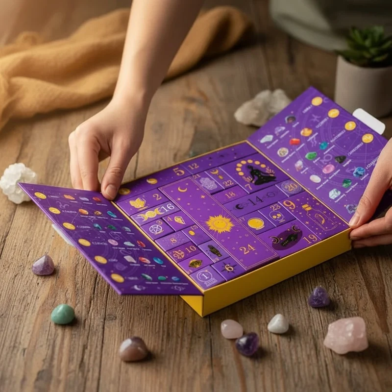 Halloween Advent Calendar for Children with Natural Crystals and Stones