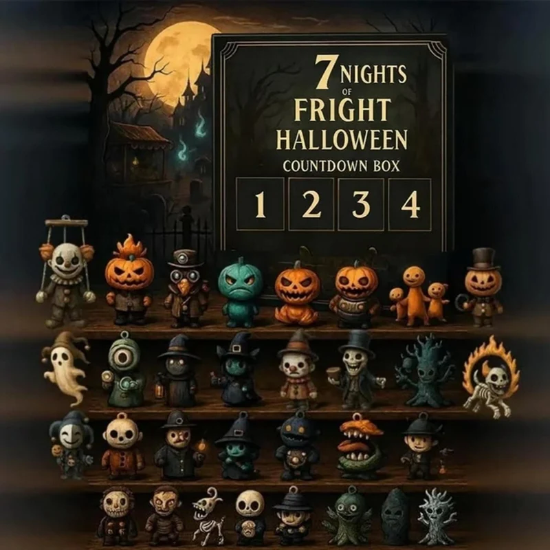 Halloween Advent Calendar with Cosmetics, Perfumes, and Monster Figurines for Counting Down