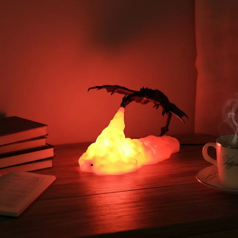 Halloween Night Light Fire-Breathing Dragon with a Soft Glow for the Bedroom Bedside Table