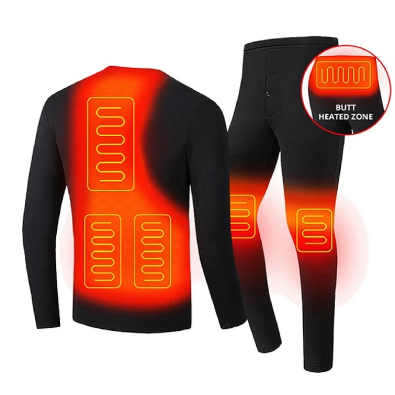 Women's and Men's Heated Thermal Underwear with USB Heating Zones