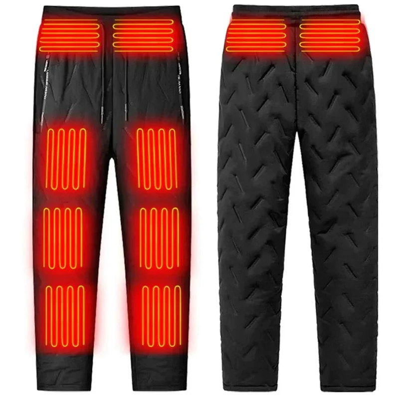 Winter Heated Quilted Pants with Fleece and Heating Zones, Ski Jackets