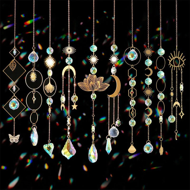 Decoratieve kristallen zonnevanger met metalen ketting