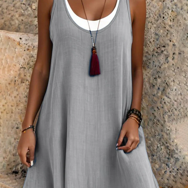 Casual mouwloze tankjurk voor dames met nep-tweedelig design