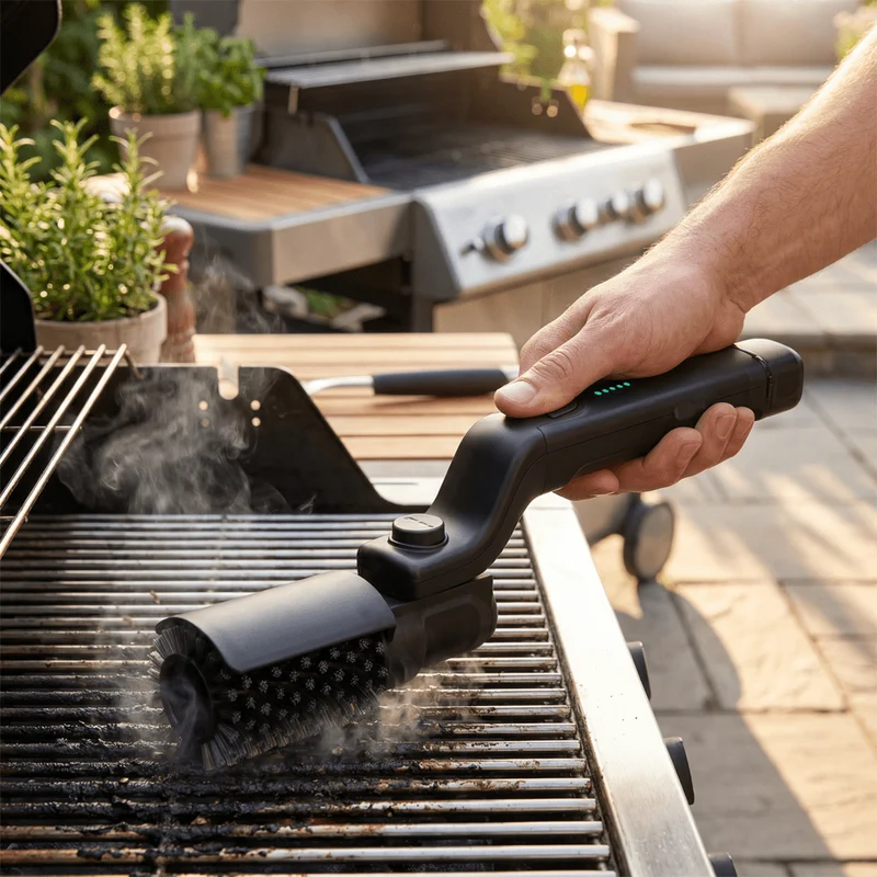 Grillborstel – Elektrische reinigingsborstel met 3 standen en ergonomisch handvat