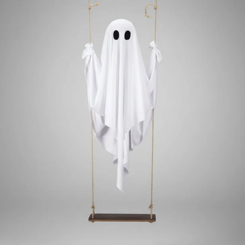 Halloween Hanging Ghost Swing Decoration with LED Lighting for the Garden