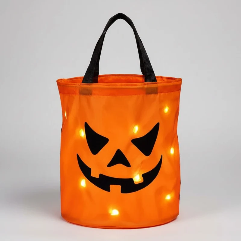 Halloween Pumpkin Trick or Treat LED Light-Up Candy Bag