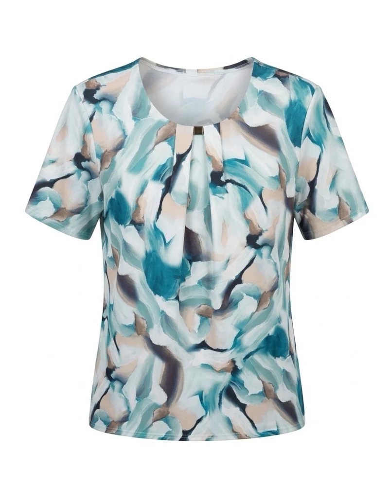 Dames Shirt met dessin en siergesp Mint Groen