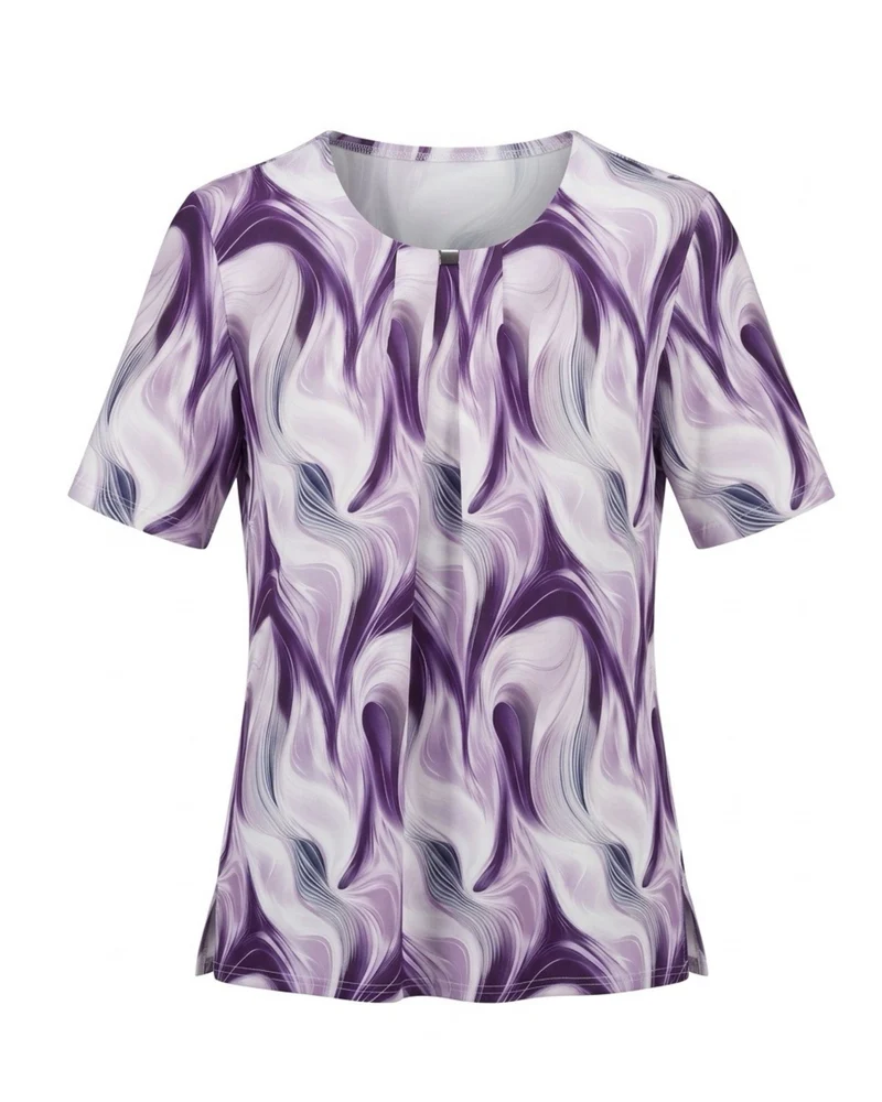 Dames Shirt met streepdessin en siergesp Paars