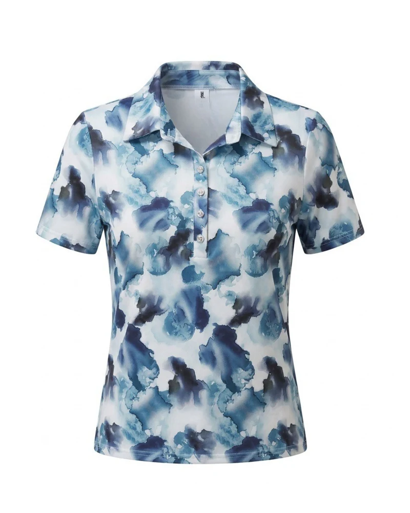 Dames Poloshirt Wolk Petrol Blauw