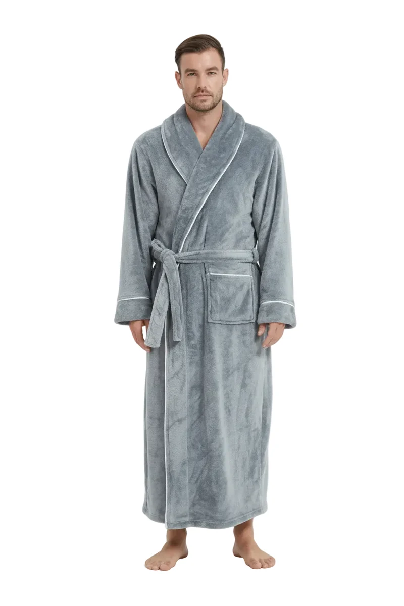 Comfortabele flanellen herenbadjas - Pluche koraalfleece voor ultiem wooncomfort