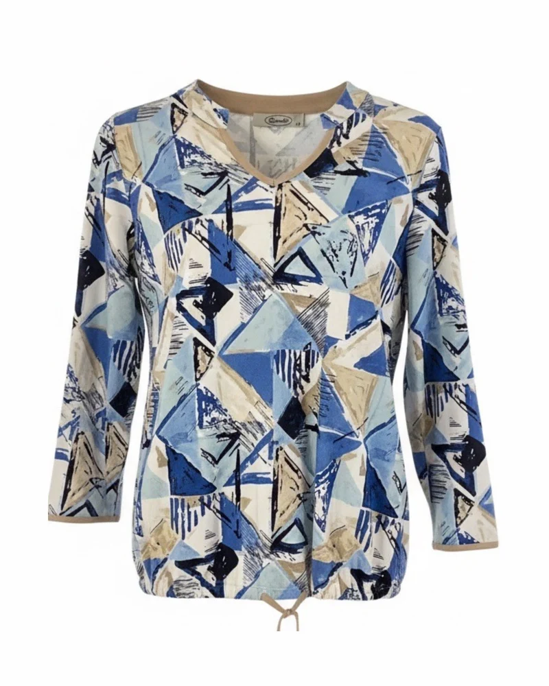 Sensia Shirt 3/4 Mouw Dessin Blauw Beige