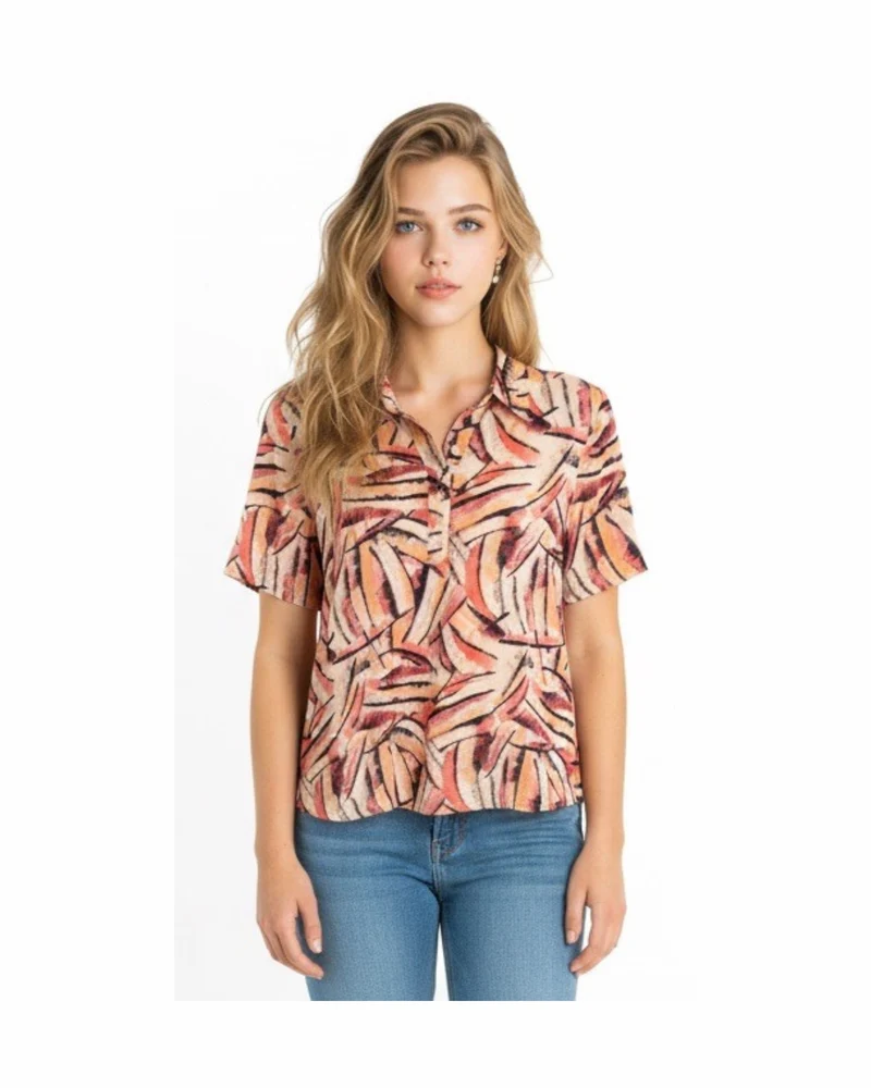 Sensia Poloshirt Dames Koraal Roze Zwart