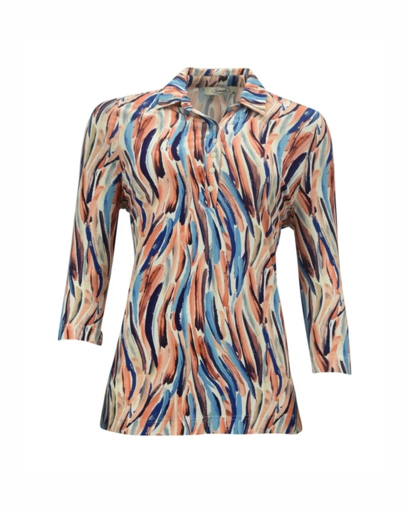 Sensia Poloshirt Driekwart Mouw Koraal Blue