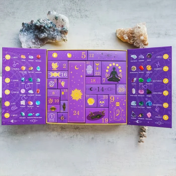 Halloween Advent Calendar for Children, Women, and Men with Crystals and Stones