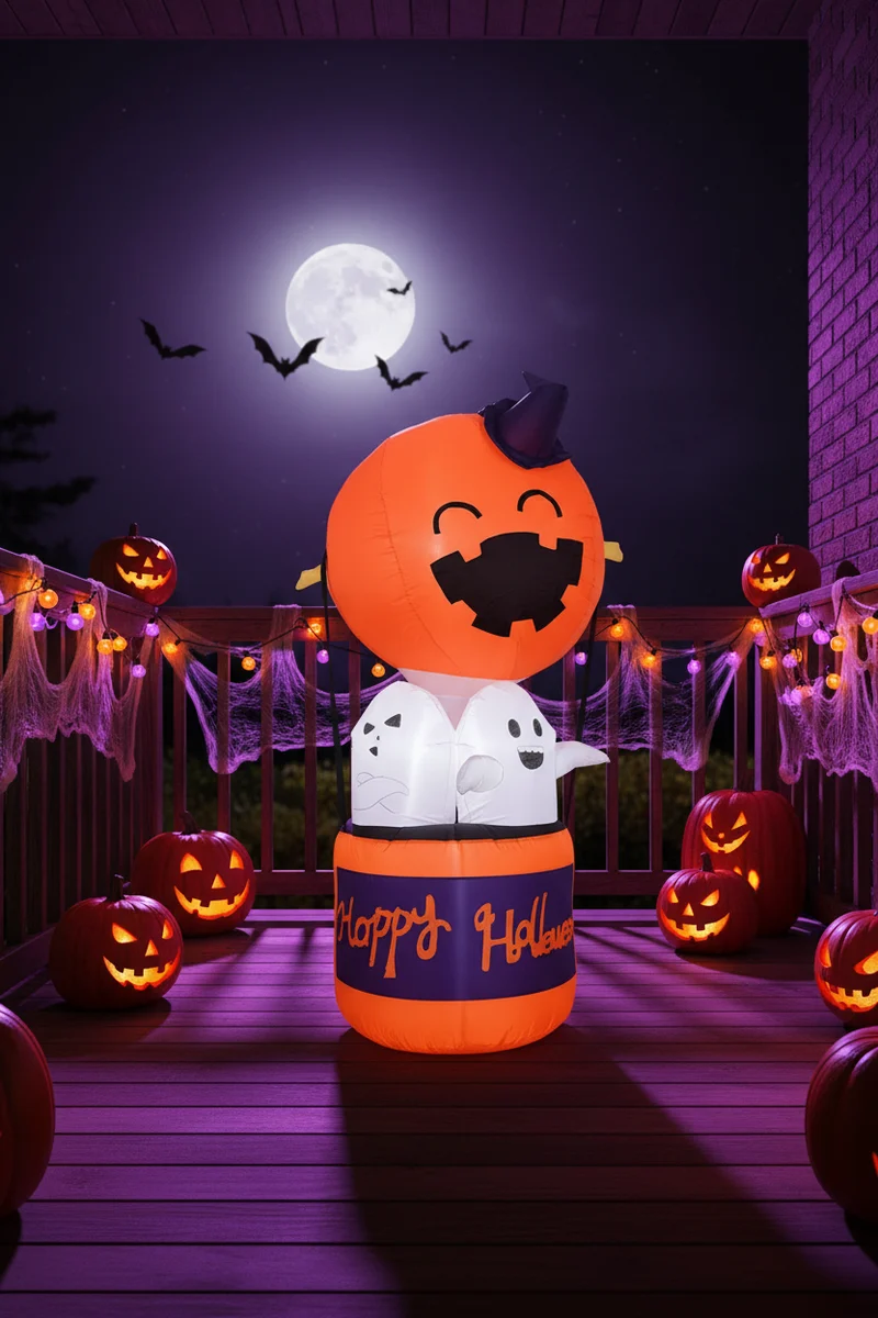 Halloween Inflatable Decoration Pumpkin with Ghosts and LED Lighting for Garden Parties