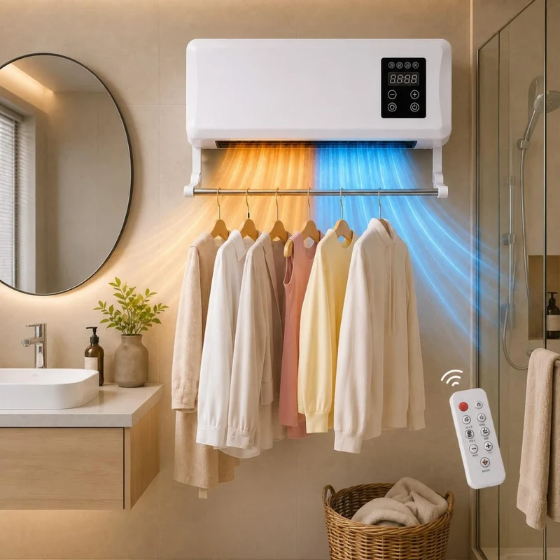 Wandkachel met ventilator en droogrek van 1500W